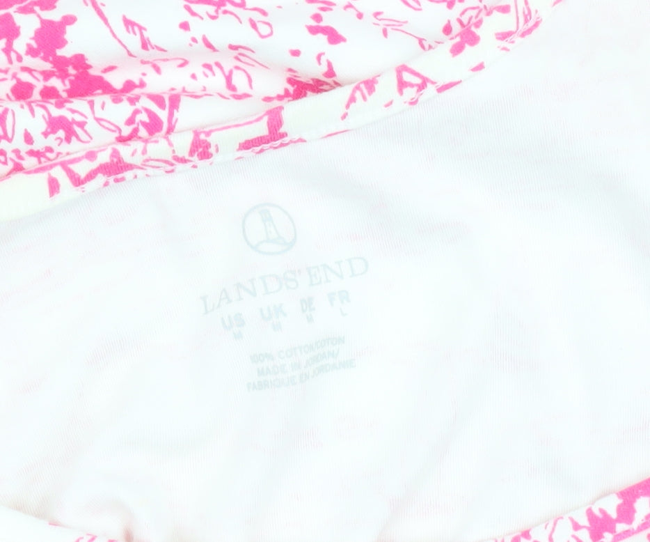 Lands' End Women's Pink Floral Cotton Tank Top M