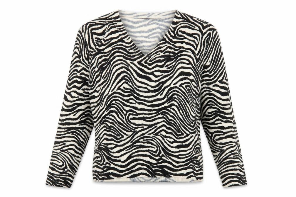 Marks and Spencer Women's Zebra V-Neck Pullover Jumper L