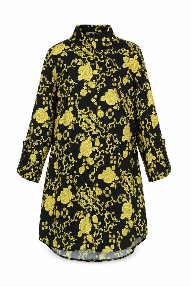 Select Women's Black Floral Shirt Dress Size 12
