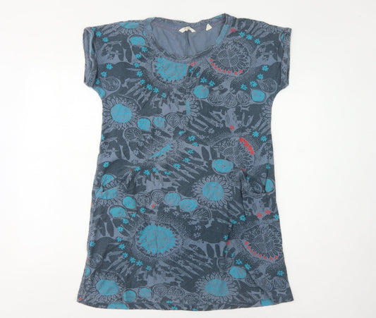 White Stuff Blue Floral Cotton Dress, Women, Size 12