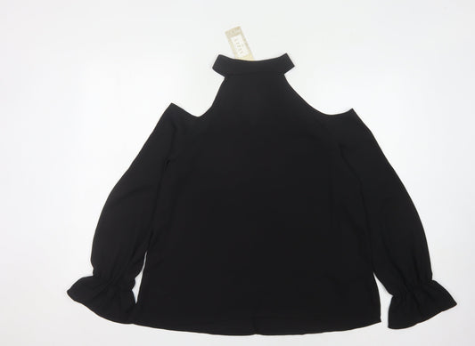 Lipsy Women's Black Cold Shoulder Top - UK 14