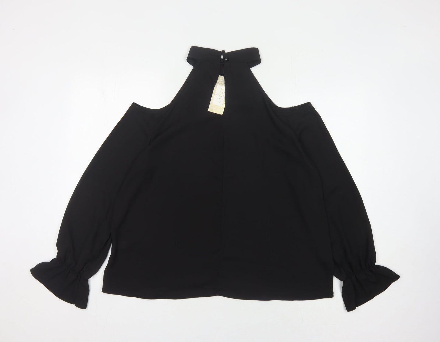 Lipsy Women's Black Cold Shoulder Top - UK 14