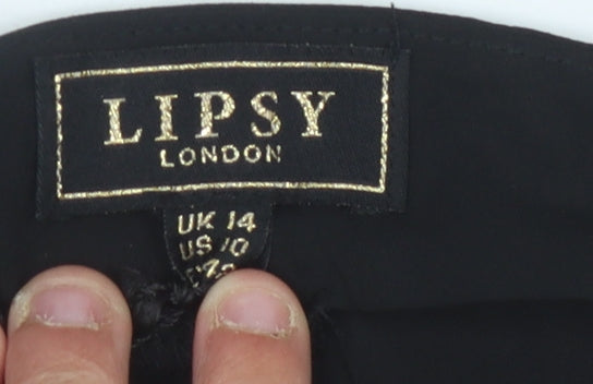 Lipsy Women's Black Cold Shoulder Top - UK 14