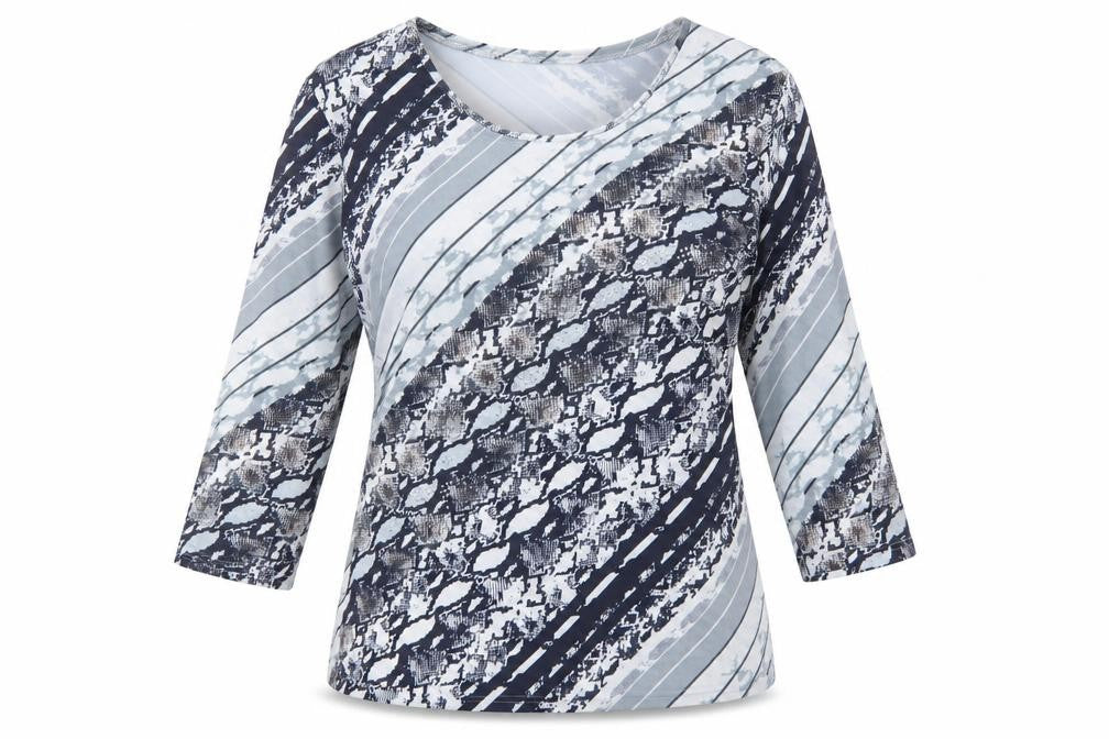 Front view of Alexara Women's Multicoloured 3/4 Sleeve Top, size 14