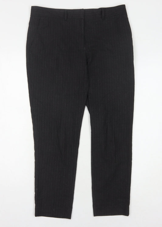 Next Women's Black Striped Trousers Size 10