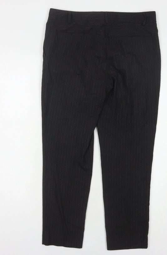 Next Women's Black Striped Trousers Size 10