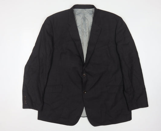 Aquascutum Men's Black Regular Fit Wool Blazer 50R