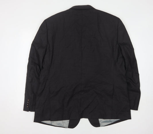 Aquascutum Men's Black Regular Fit Wool Blazer 50R