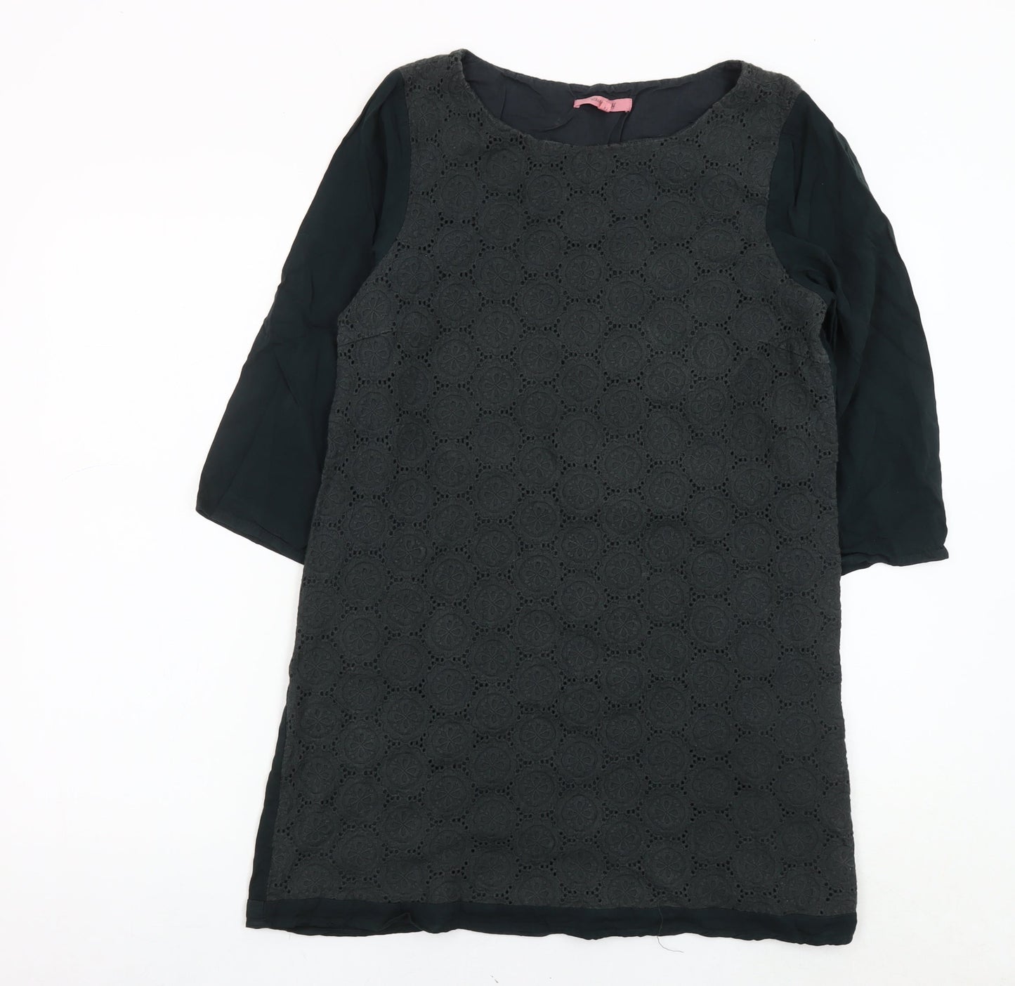 White Stuff Women's Black Crochet Shift Dress, Size 14