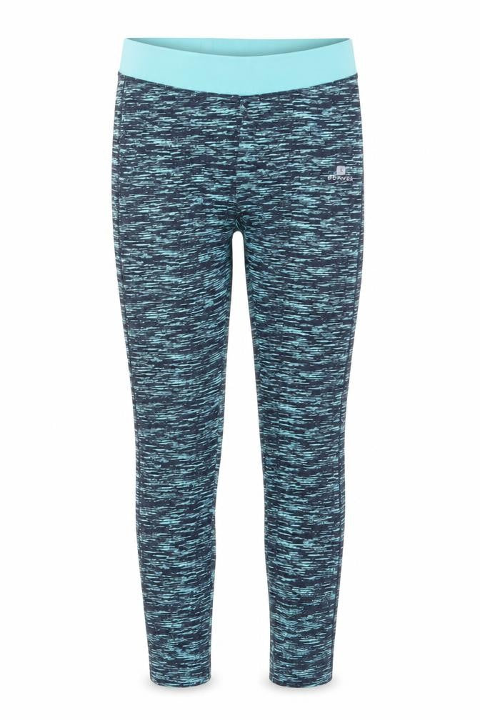 Front view of Decathlon girls’' blue ankle leggings - 9-10 years