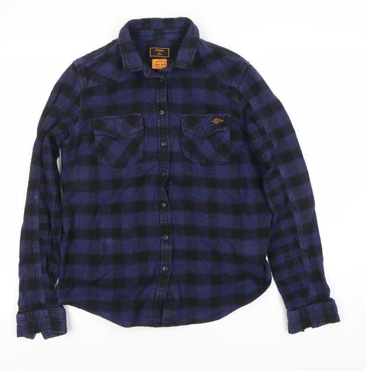 Superdry Women's Blue Check Flannel Button-Up Shirt