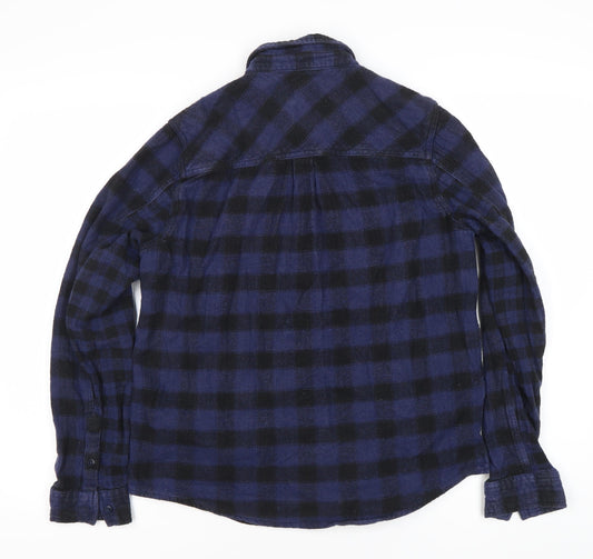 Superdry Women's Blue Check Flannel Button-Up Shirt
