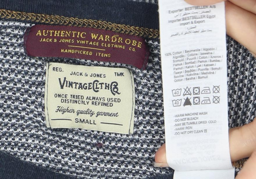 Jack & Jones Men's Blue Striped Pullover Jumper - Small