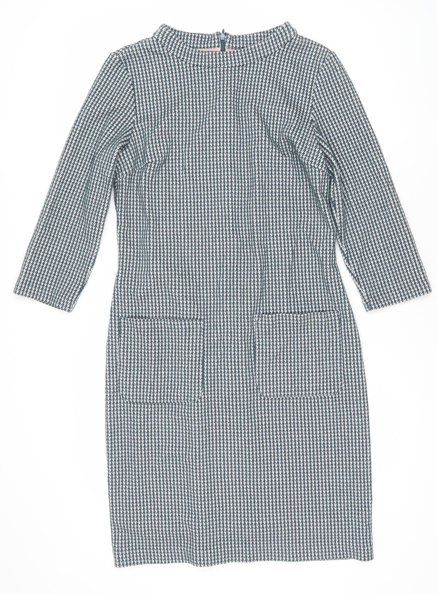 Boden Women's Blue Houndstooth Shift Dress Size 12