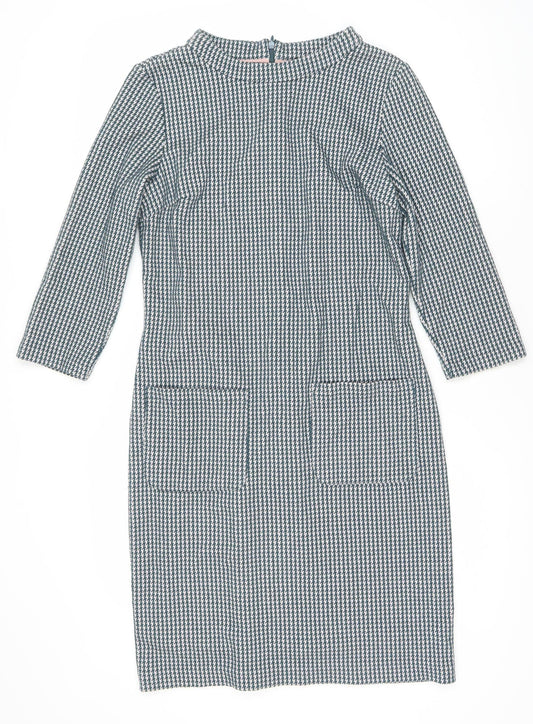 Boden Women's Blue Houndstooth Shift Dress Size 12