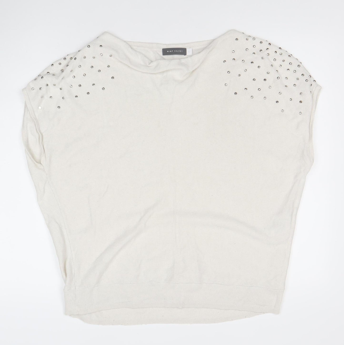 Mint Velvet Women's White L Basic Studded Top