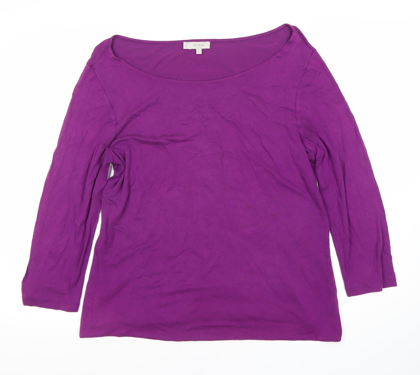Hobbs Women's Purple Boat Neck Top XL Solid Viscose