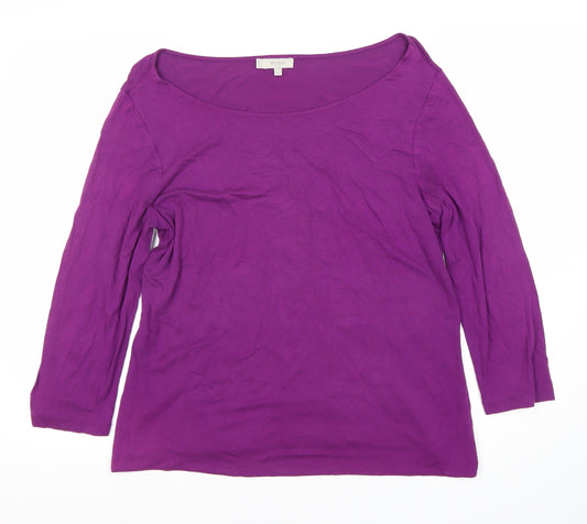 Hobbs Women's Purple Boat Neck Top XL Solid Viscose
