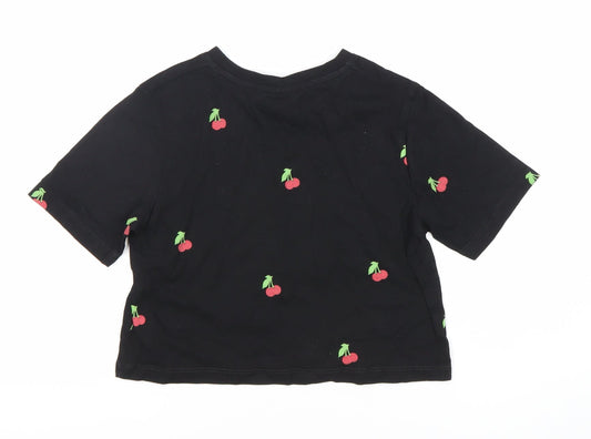 Hype Girls' Black Cherry Cropped T-Shirt, Size 11-12Y