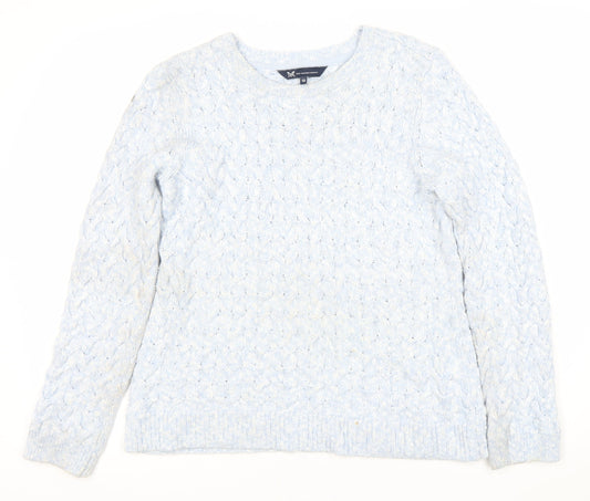 Crew Clothing Women's Blue Cable-Knit Jumper, Size 12