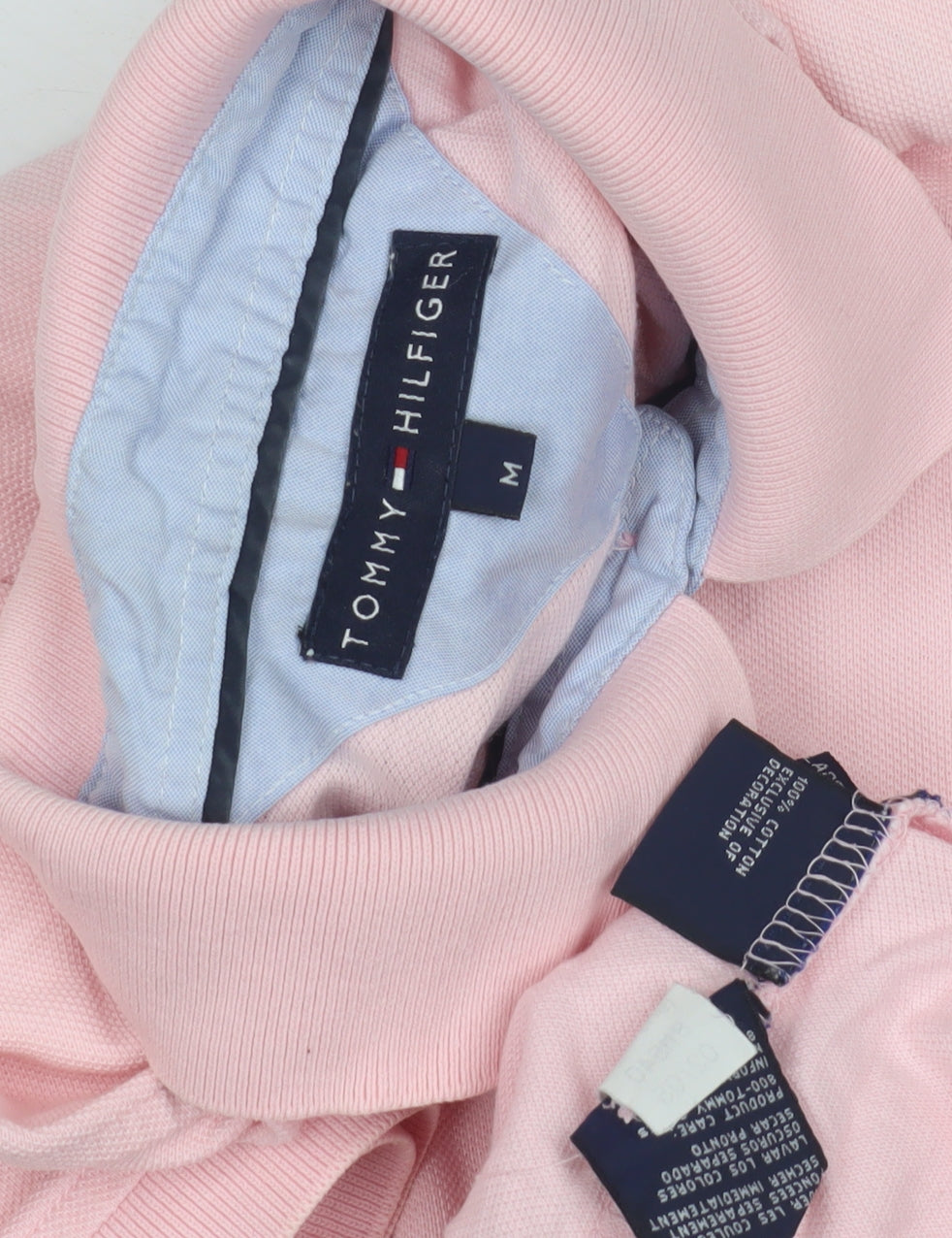 Tommy Hilfiger Pink Polo Shirt, Men's M, Cotton, Casual