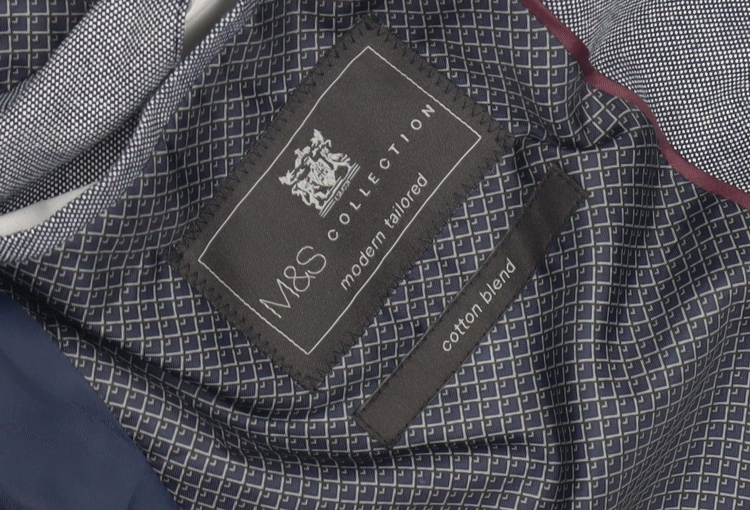 Marks and Spencer Men's Blue Blazer, Size 36 - Cotton Blend