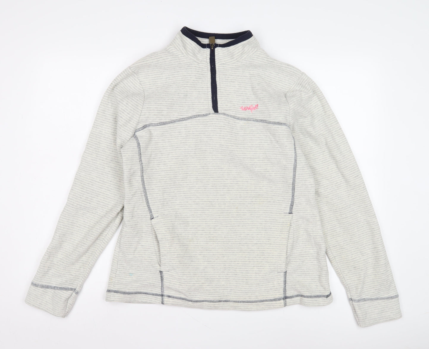 Weird Fish Women's Grey Striped Sweatshirt Size 14