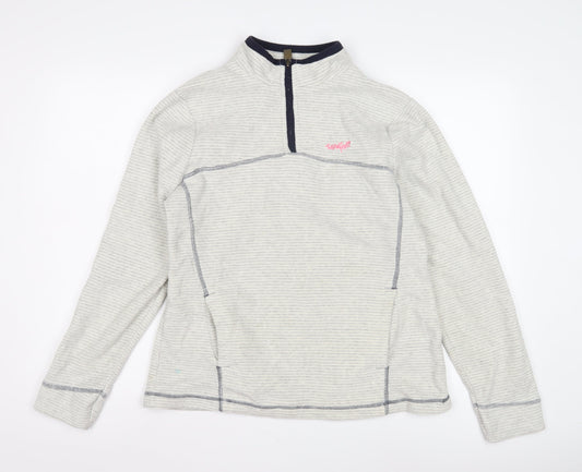 Weird Fish Women's Grey Striped Sweatshirt Size 14