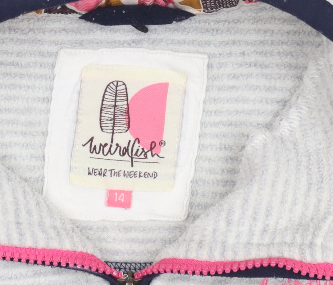 Weird Fish Women's Grey Striped Sweatshirt Size 14