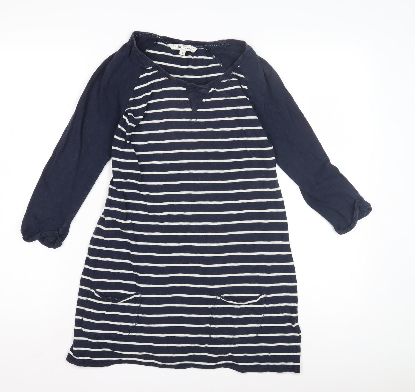 Fat Face Women's Blue Striped T-Shirt Dress Size 8