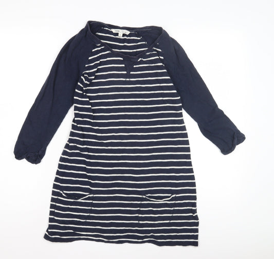 Fat Face Women's Blue Striped T-Shirt Dress Size 8