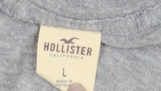 Hollister Women's Grey T-Shirt L Beach Surf Casual