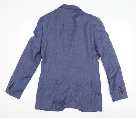 Marks and Spencer Men's Blue Check Slim Blazer 36