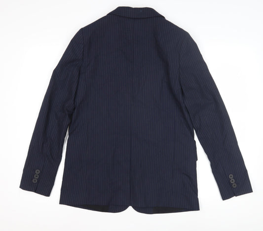 Marks and Spencer Women's Blue Pinstripe Blazer Size 8