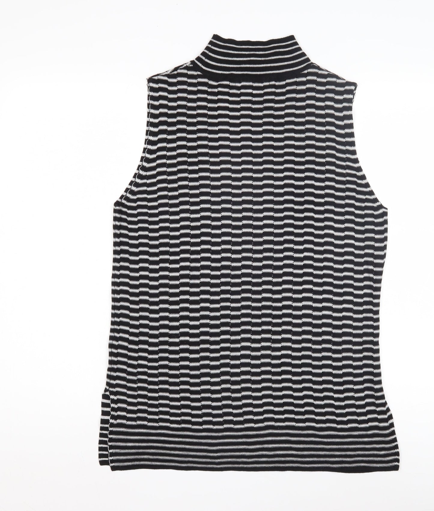 Next Women's Black High Neck Striped Tank, Size L