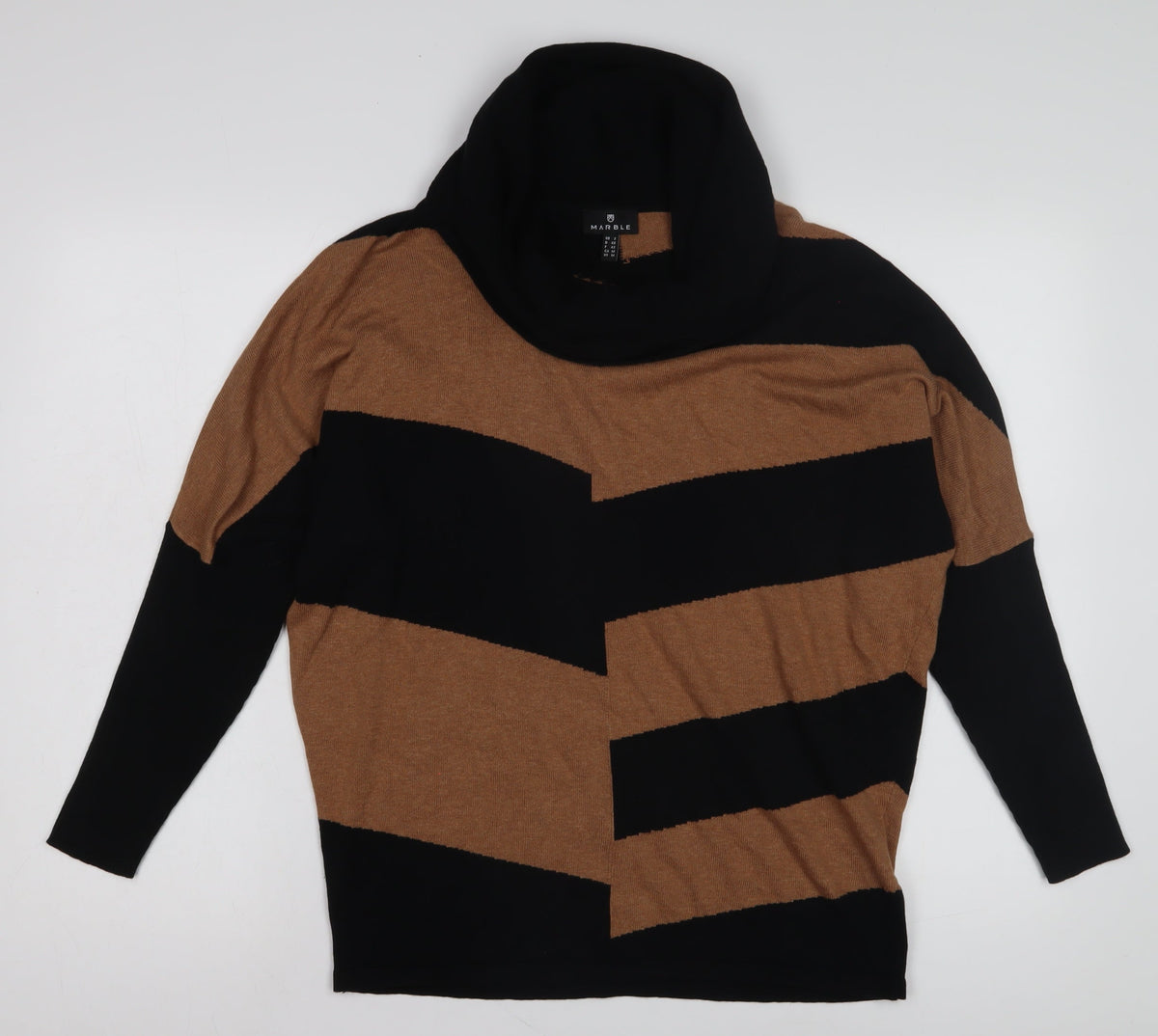Marble Women's Striped Cowl Neck Jumper - Size 12