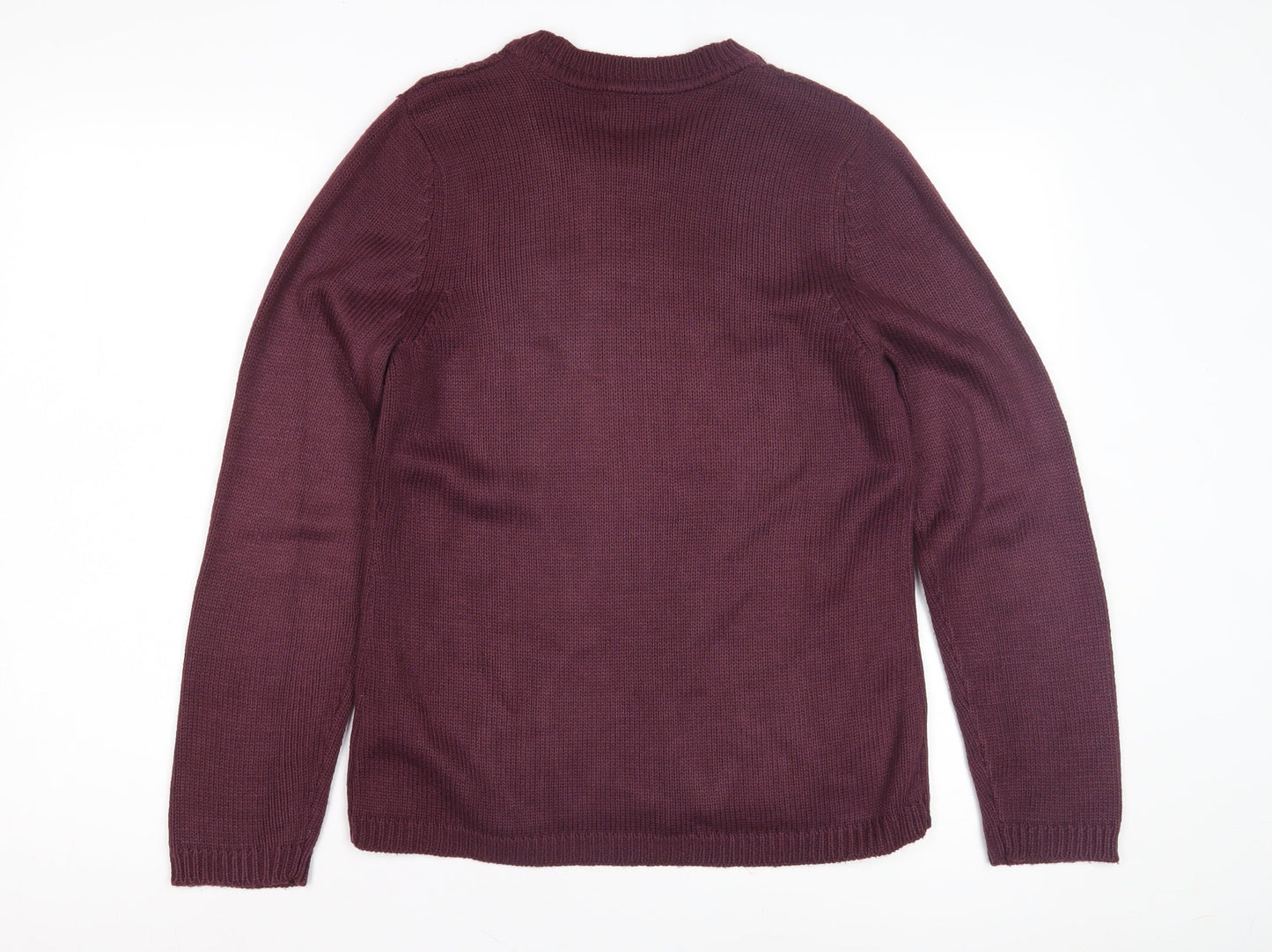 Bm Women's Purple Cable-Knit Jumper, Size S, Crew Neck