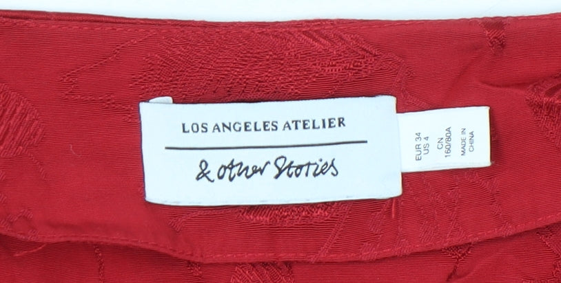 & Other Stories Women's Red Wrap Top Size 6