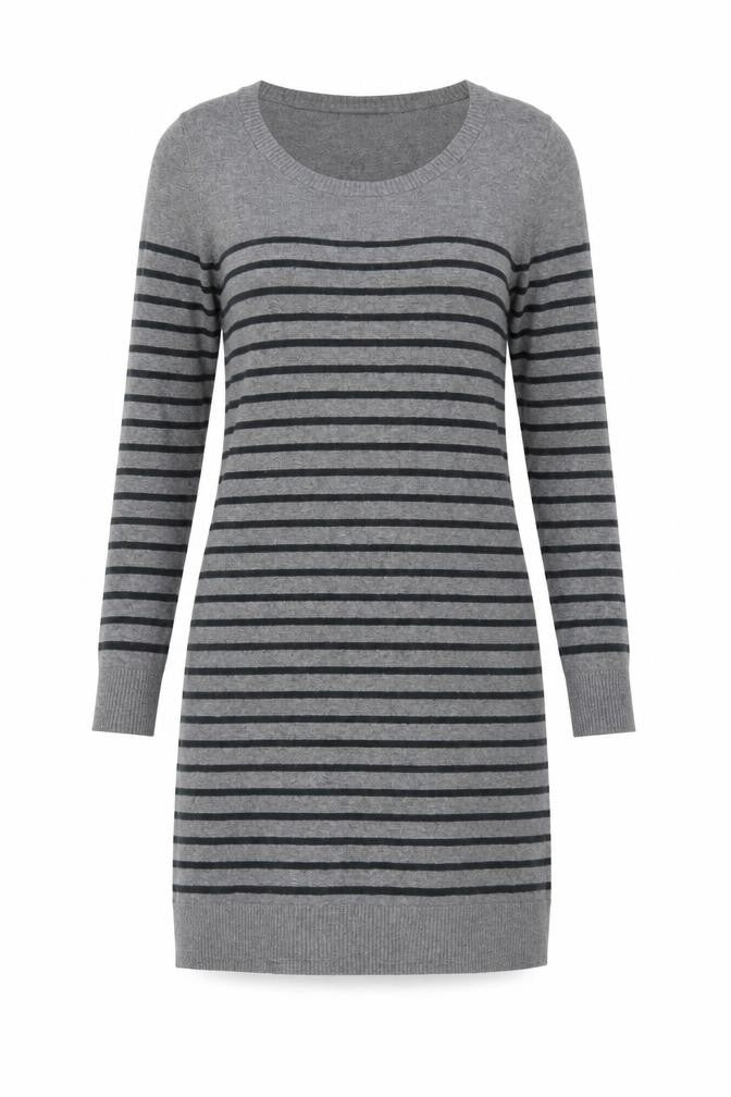 BON'A PARTE Women's Grey Striped Jumper Dress S