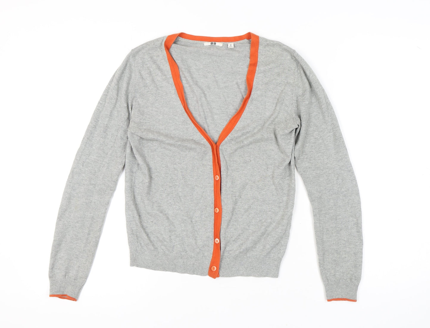 UNIQLO Women's Grey Cardigan XS V-Neck Knit Cotton
