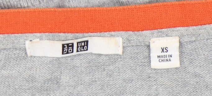 UNIQLO Women's Grey Cardigan XS V-Neck Knit Cotton