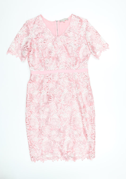 Fenn Wright Manson Women's Pink Lace Dress Size 14
