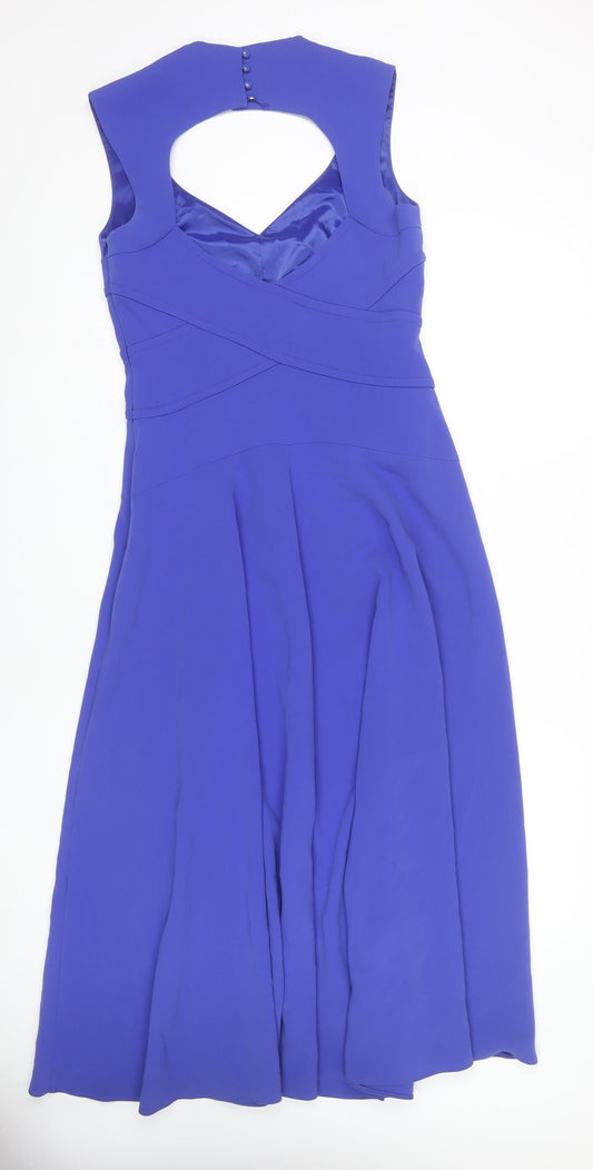 Karen Millen Women's Blue Midi A-Line Cocktail Dress