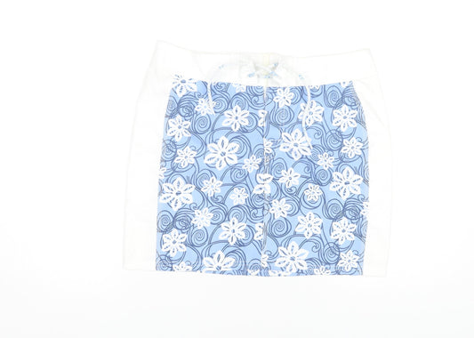 Animal Women's Blue Floral A-Line Skirt, M, Casual
