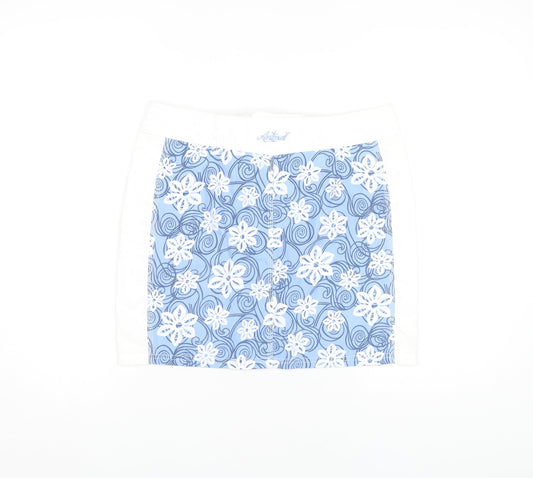 Animal Women's Blue Floral A-Line Skirt, M, Casual