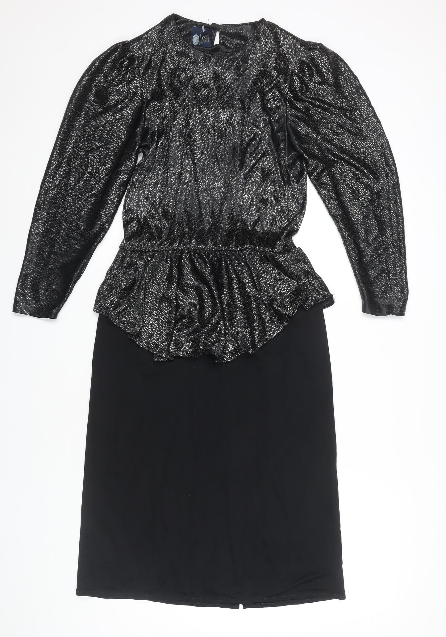 C&A Women's Black Peplum Cocktail Dress, Size 12