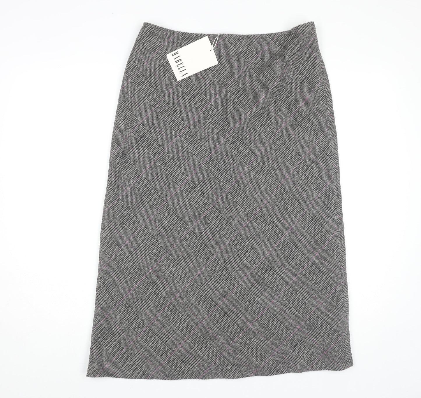 Marella Women's Grey Check Midi Pencil Skirt - Size 12