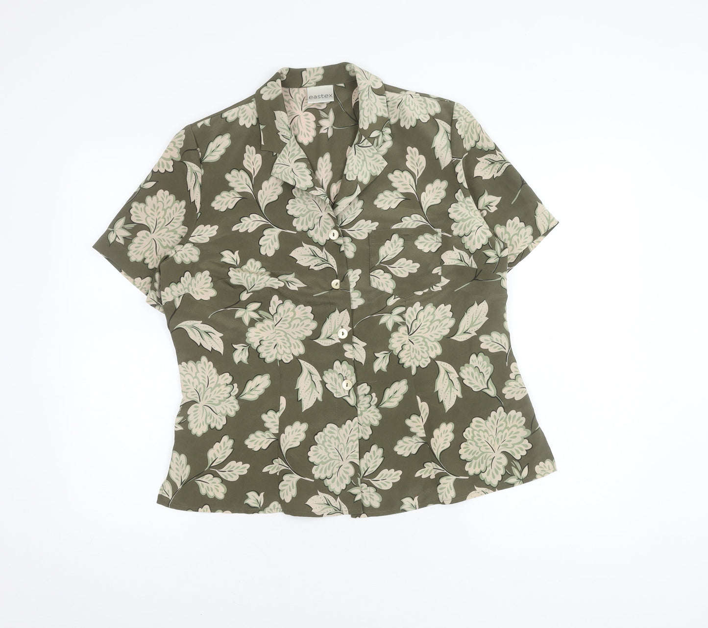 Eastex Women's Green Floral Button-Up Shirt Size 12