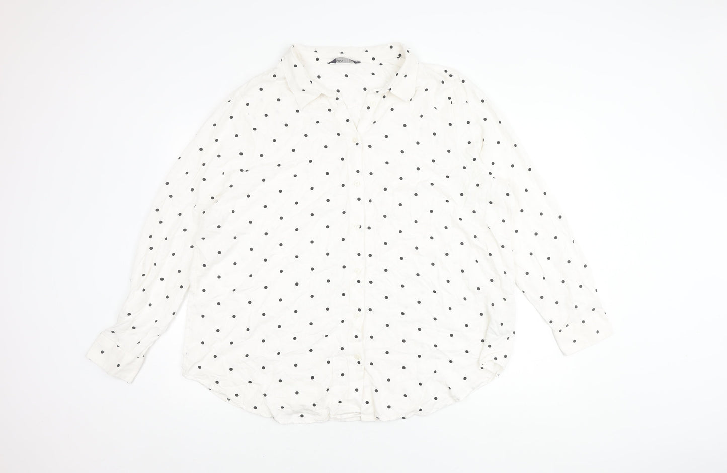 Marks and Spencer Women's Ivory Polka Dot Button-Up Shirt UK 22