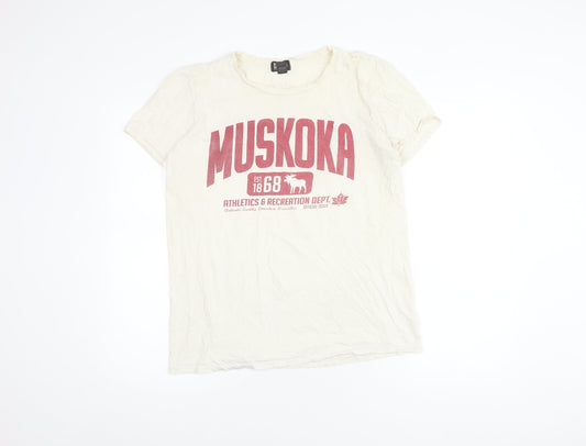 Big Bear Men's Beige Graphic Print T-Shirt Size M